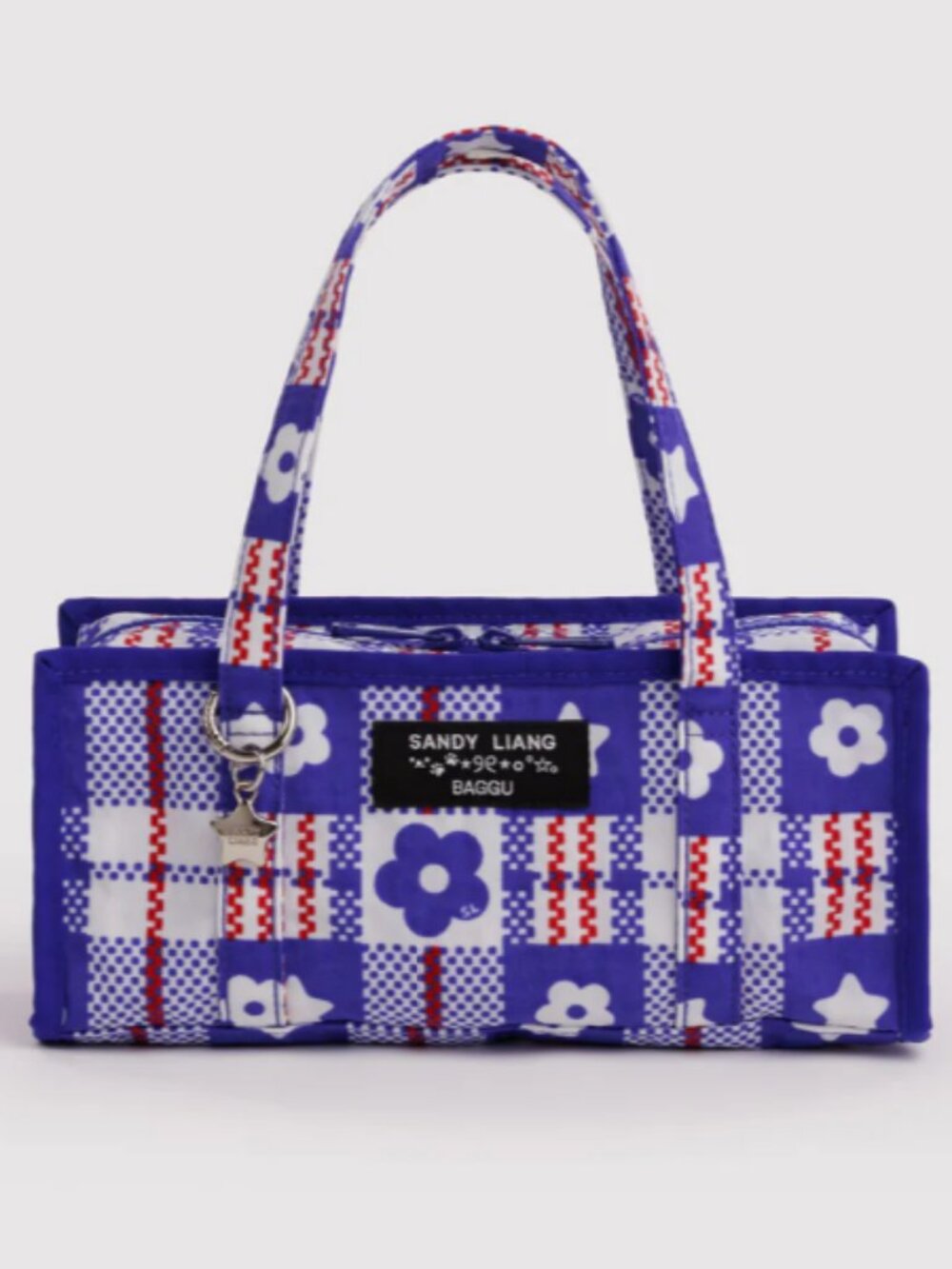 Sandy Liang x Baggu Mini Market Bag Plaid Blue NWT